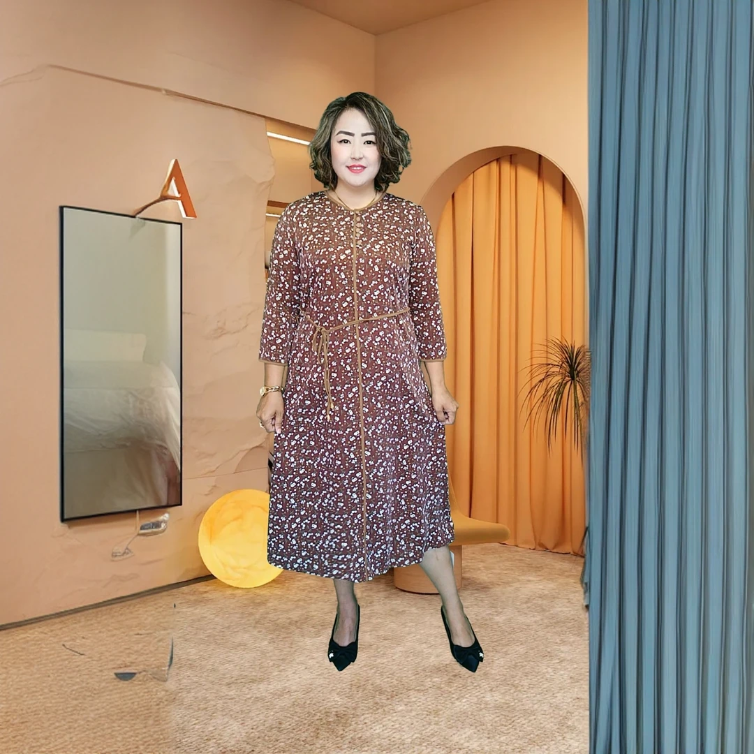 夏季玫瑰花瓣波点碎花浪漫气质连衣裙