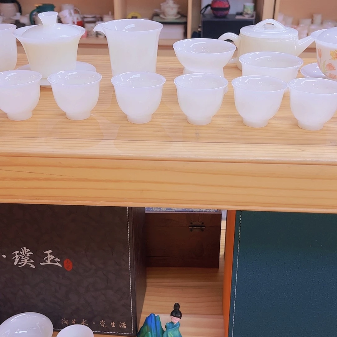 盖碗瓷高档皙白玉瓷盖碗11件套无礼盒