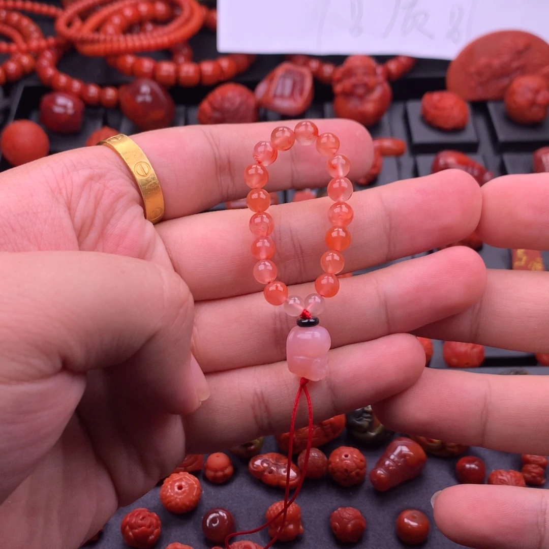 南红玛瑙合金南红冰飘挂饰5mm+