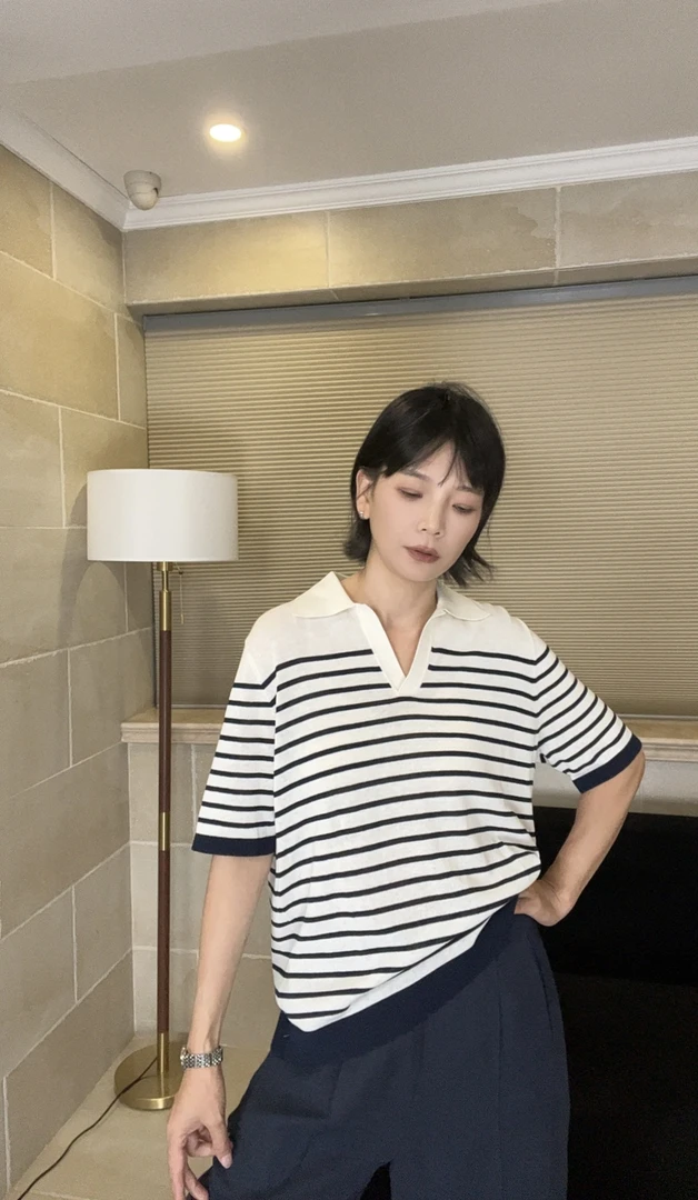 早秋亚麻精梳棉POLO女士小衫