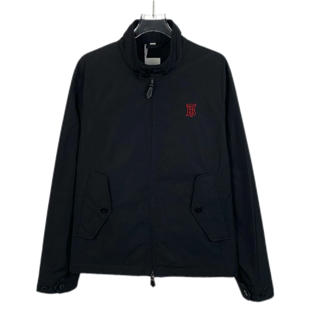 99新 BURBERRY/博柏利 X14306 黑色TB字母刺绣立领拉链长袖外套