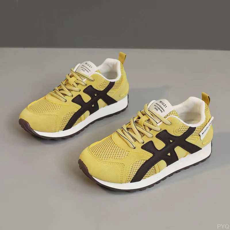 春夏季百搭休闲鞋透气拼色增高圆头韩版女鞋运动新款气质散步时髦