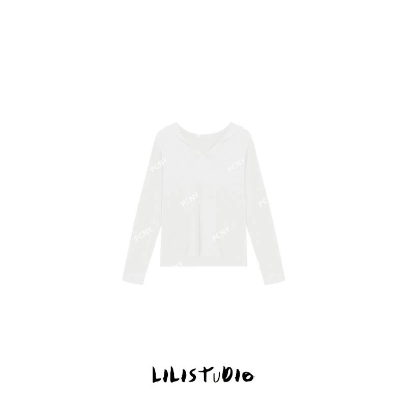 PCNY「素色帽衣」不理理冬季新款小众女装百搭休闲冬季连帽套头长袖