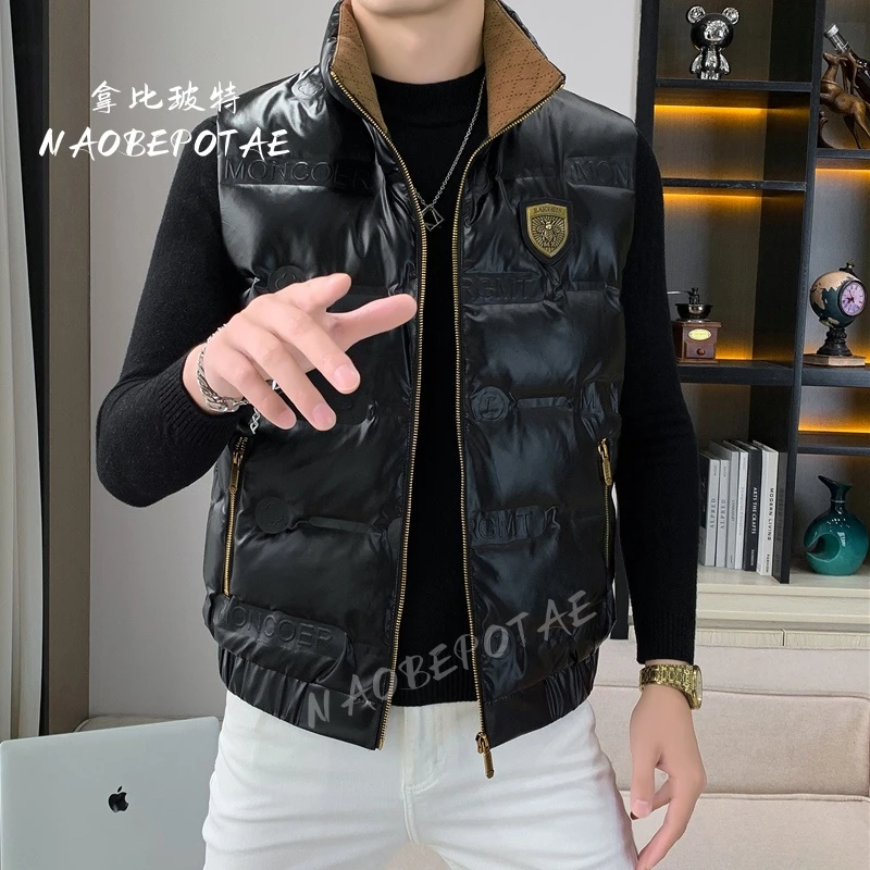 NAOBEPOTAE羽绒马甲男冬季潮流亮面帅气男士无袖轻薄保暖坎肩外套