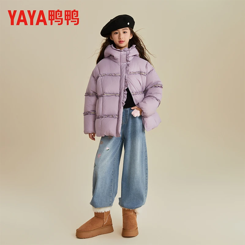 鸭鸭女童羽绒服2025冬新款白鸭绒儿童短款保暖加厚羽绒外套25626