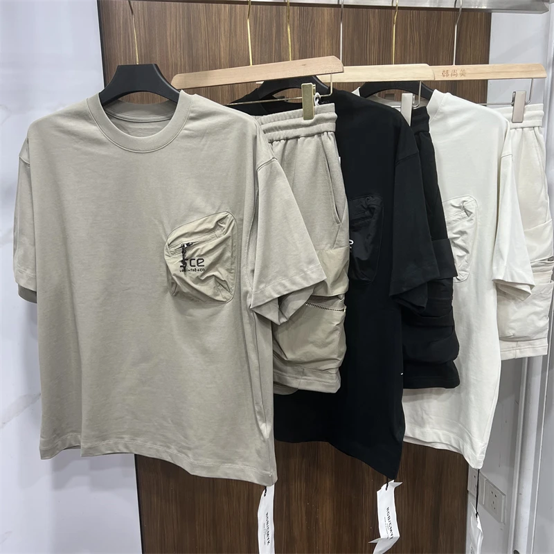 【聚】2108 百搭潮流高街短袖设计款体恤短裤套装 w0181-0204-0203