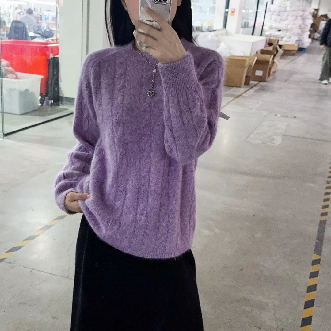 2025【炸总精选】拉毛羊绒时尚圆领百搭针织套头衫L681
