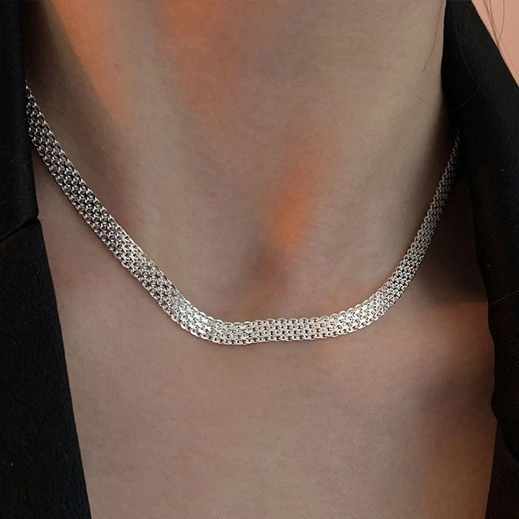 坠链均足银 独特编织项链夏轻奢小众设计感高级锁骨链ins冷淡风
