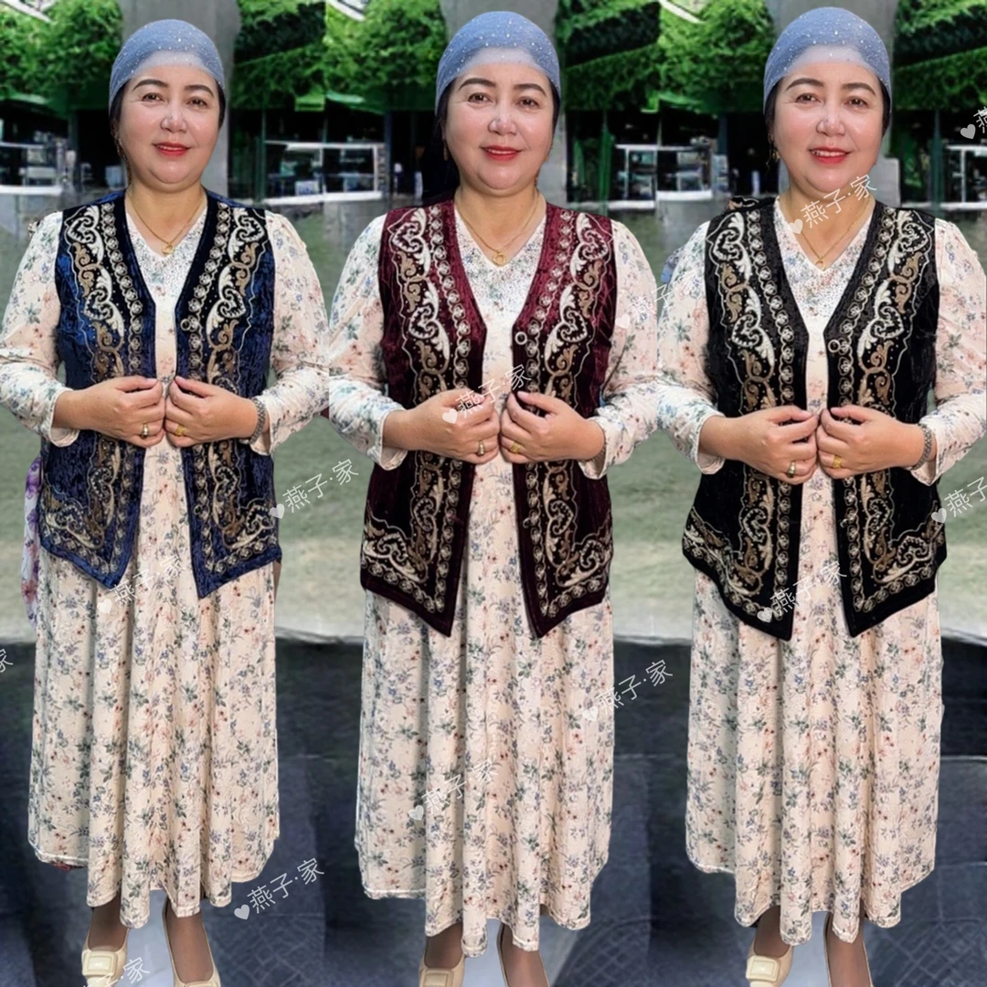 【新疆包邮】新疆民族风提花刺绣宽松通勤风常规甜美妈妈马甲
