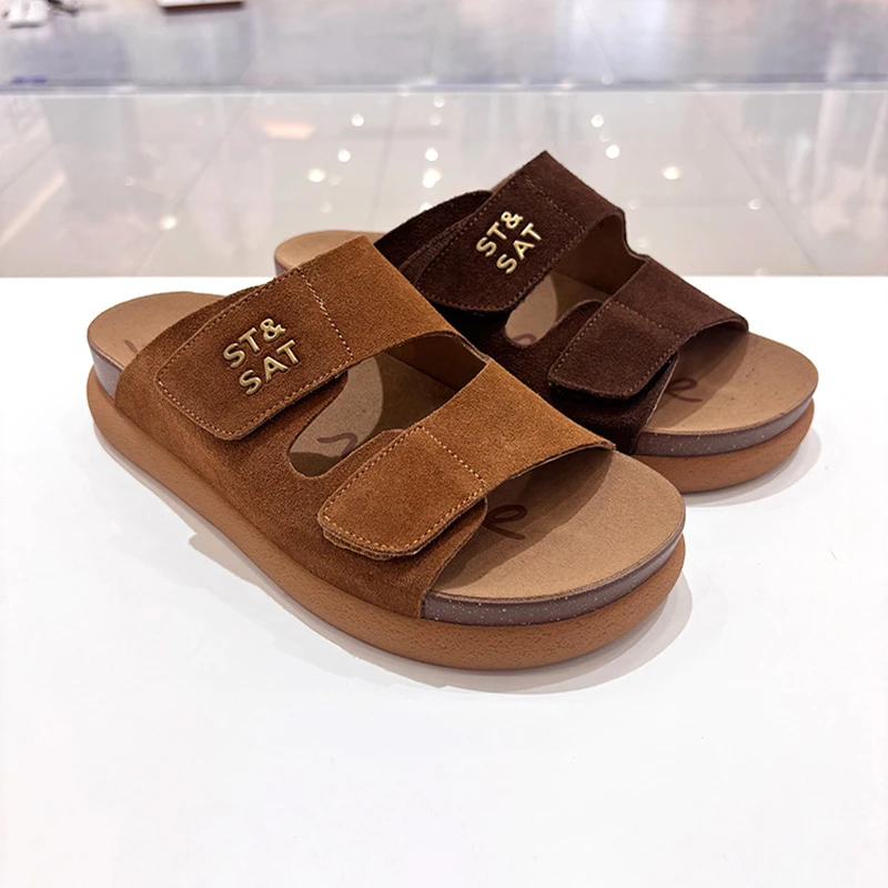 星期六2025夏季新款休闲沙滩鞋平底增高一脚蹬时装拖鞋SSD2110390