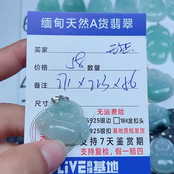 吊坠(不含链)银S925镶嵌翡翠缅甸a货翡翠