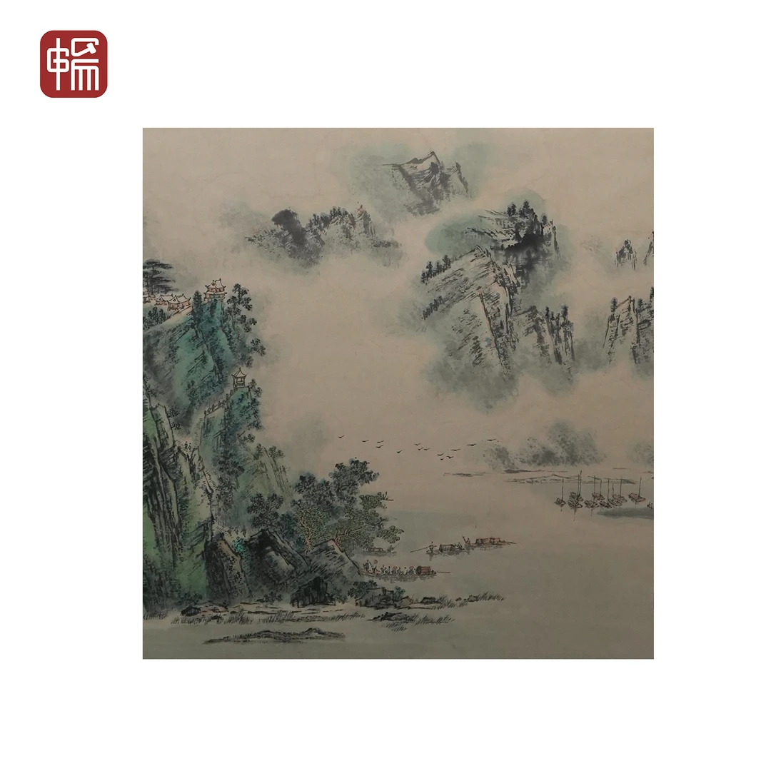 B190 近现代《山水》陶文通 67*67(4) 纸本立轴  YQ