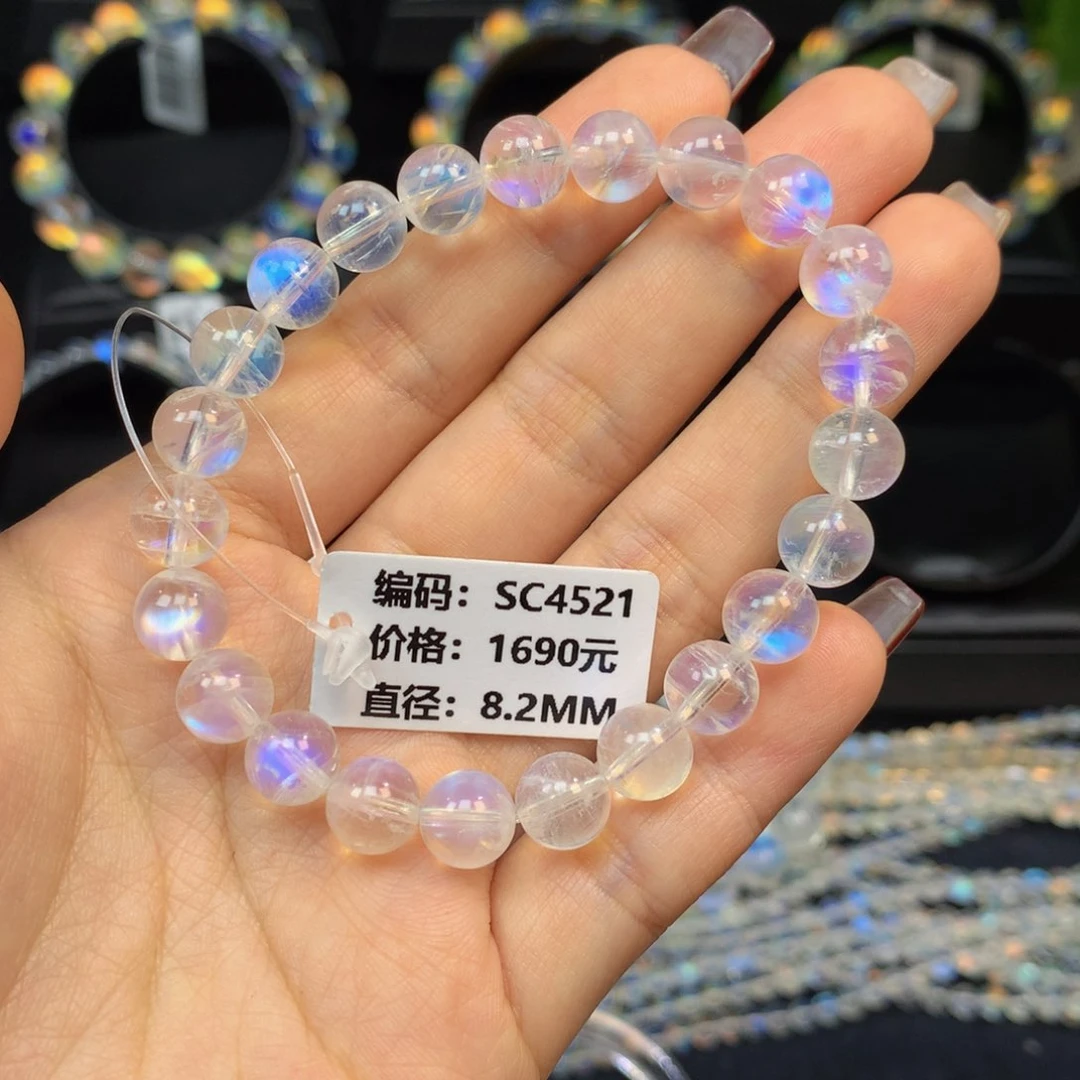 月光石手串未镶嵌SC4521印度蓝月光手串8.2mm