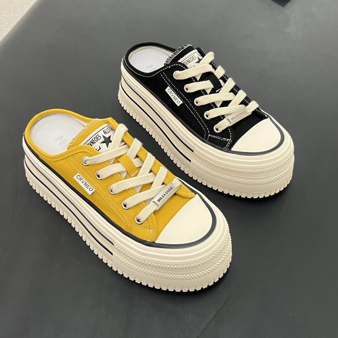 波斐女款厚底包头半拖帆布鞋 941-942夏季百搭时尚网红