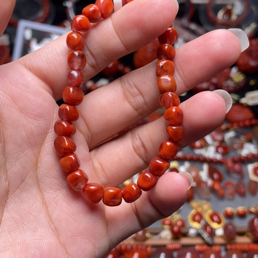 南红玛瑙未镶嵌方糖手串