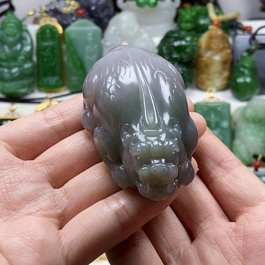 和田玉翠青大手把未镶嵌