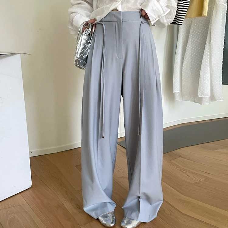 QIANBEISI纤贝思320西装裤女2025早春款轻奢高腰阔腿垂感休闲长裤