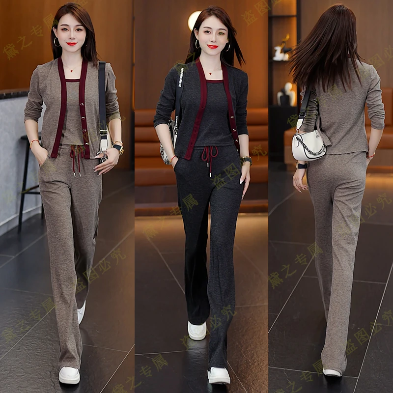 【裤子上衣三件套】2025早秋新款红边安哥拉三件套时尚套装