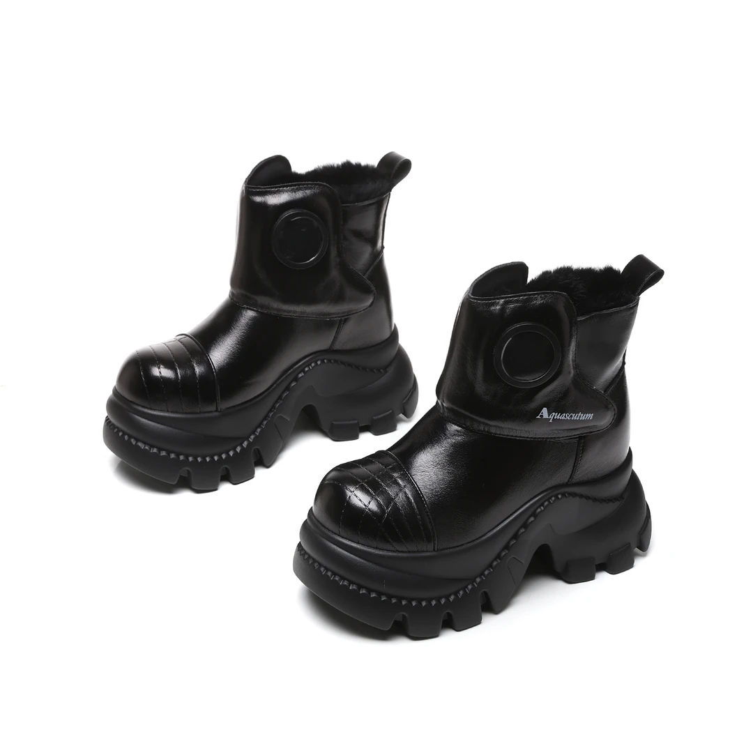 增高12CM2024冬季新款女鞋时尚百搭厚底小个子休闲马丁靴3648