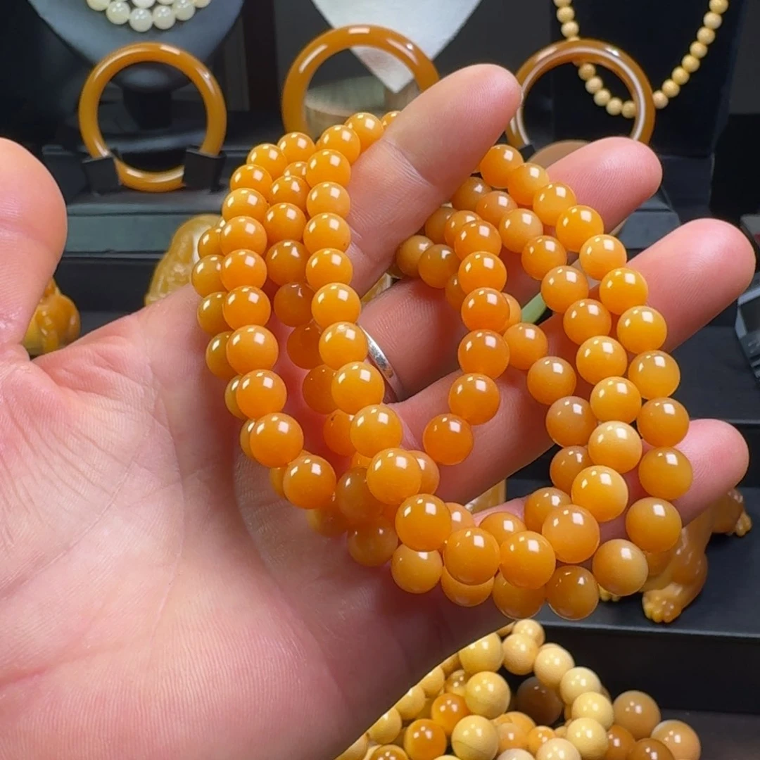 来***！石英质玉（缅黄）未镶嵌颈饰