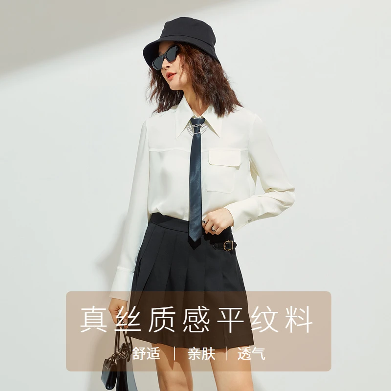 【】FF||仿佛秋季白色衬衫上衣女时尚休闲设计感FE00746