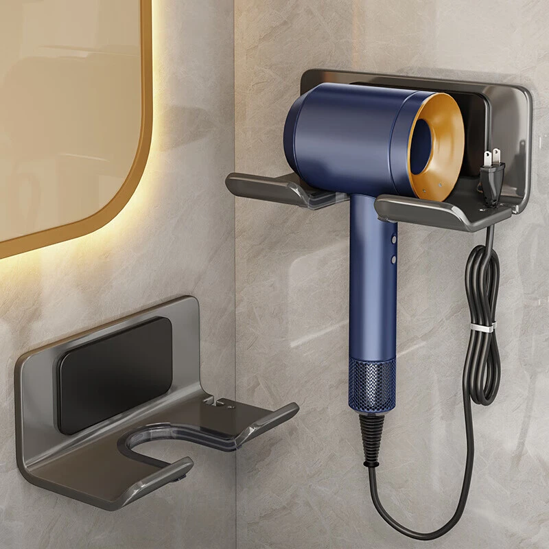 百悍吹风机架免打孔卫生间浴室厕所壁挂式墙上收纳架电吹风放置架