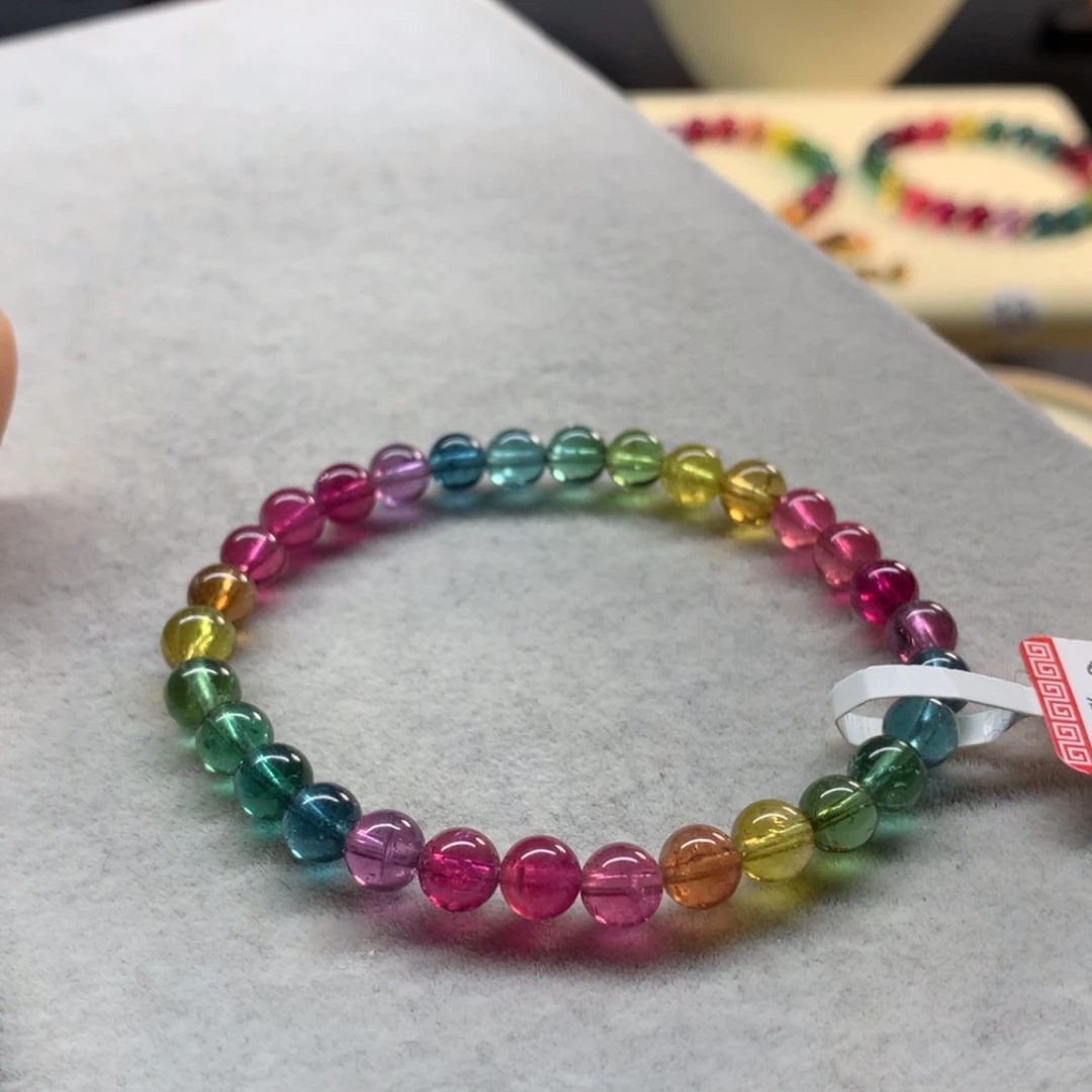 【闪购商品】未镶嵌手链碧玺彩虹色标单圈5.8