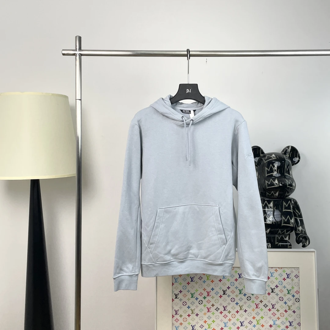 99新 ARC'TERYX/始祖鸟 4592/纯色Logo徽标抽绳连帽抓绒保暖卫衣