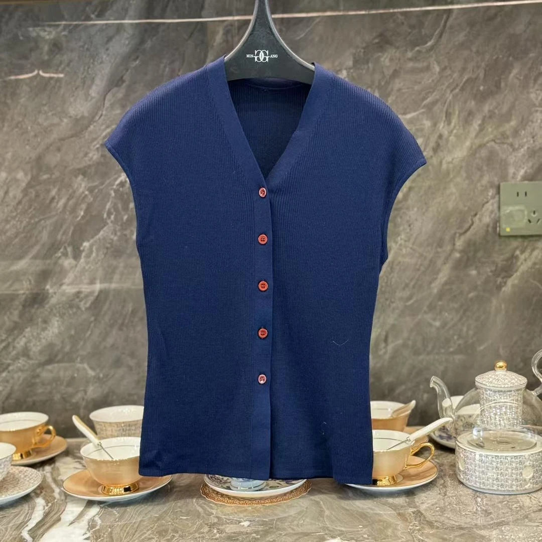 MINGGANG/名港【鎏韵秘钥】气质休闲V领T恤 MG8180