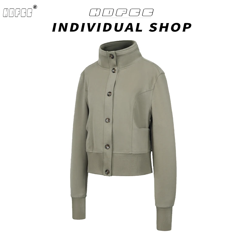 2025秋季爆款立领短款都市高智感修身收腰低饱和廓形夹克外套女装