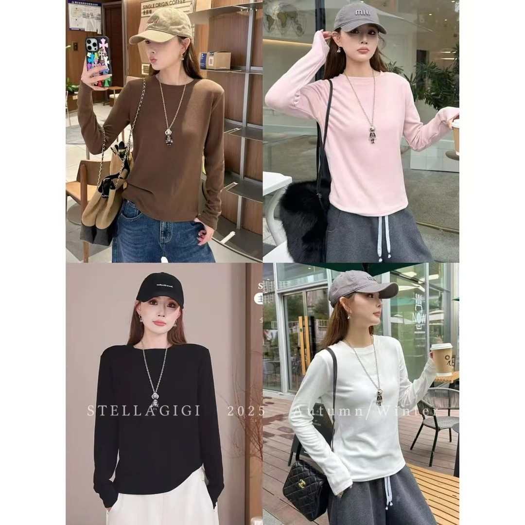 SG / 杨依姗 AW基础款 圆领长袖磨毛打底T恤T-20252154