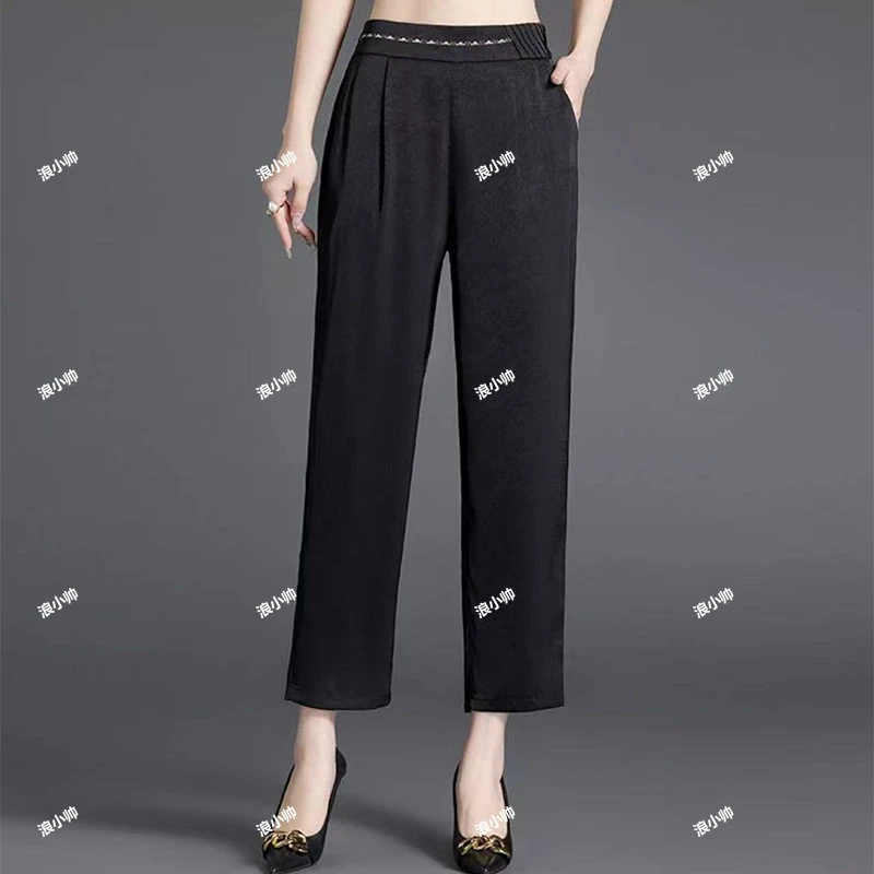 8821新中式妈妈夏季垂感洋气时尚显瘦小脚裤休闲裤