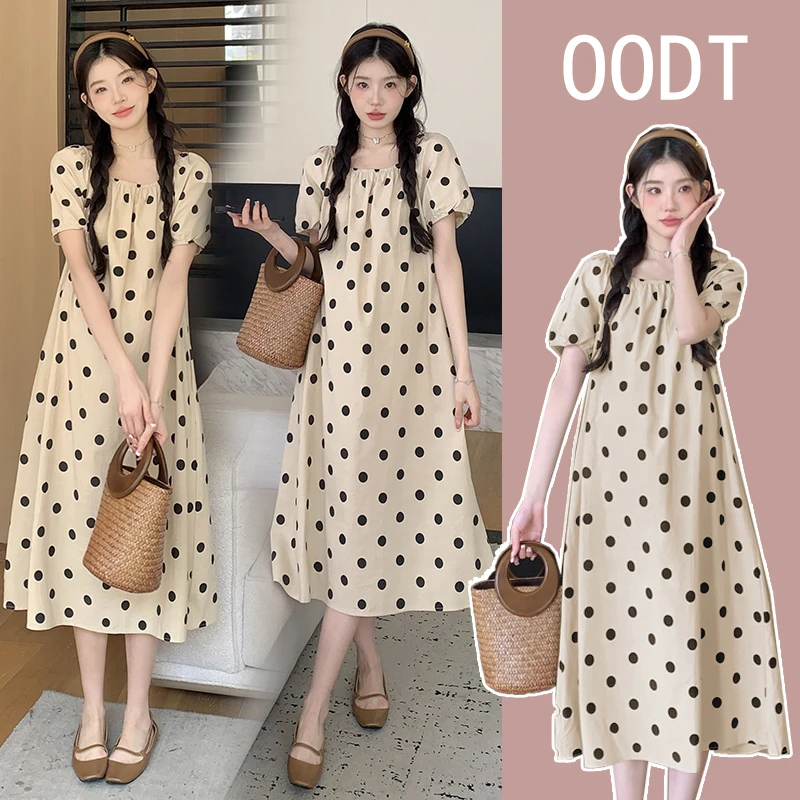 孕妇装2025夏季新款气质法式波点连衣裙宽松遮肚显瘦孕期a字裙