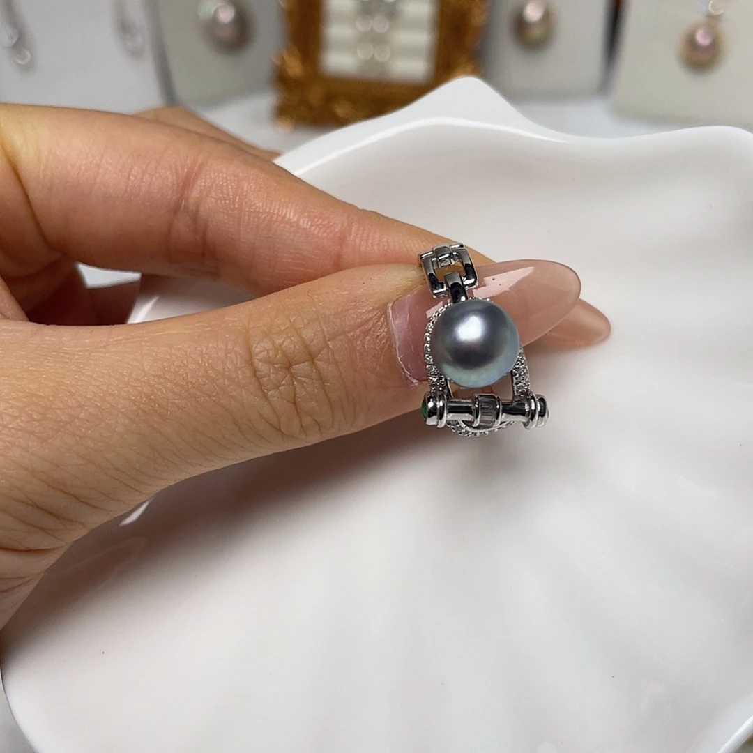 海水珍珠戒指银S925镶嵌