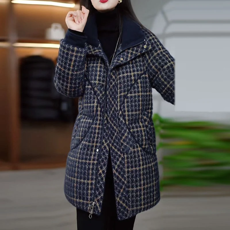 中长款羽绒服女2025新款冬装时尚加厚哑光免洗保暖白鸭绒翻领外套