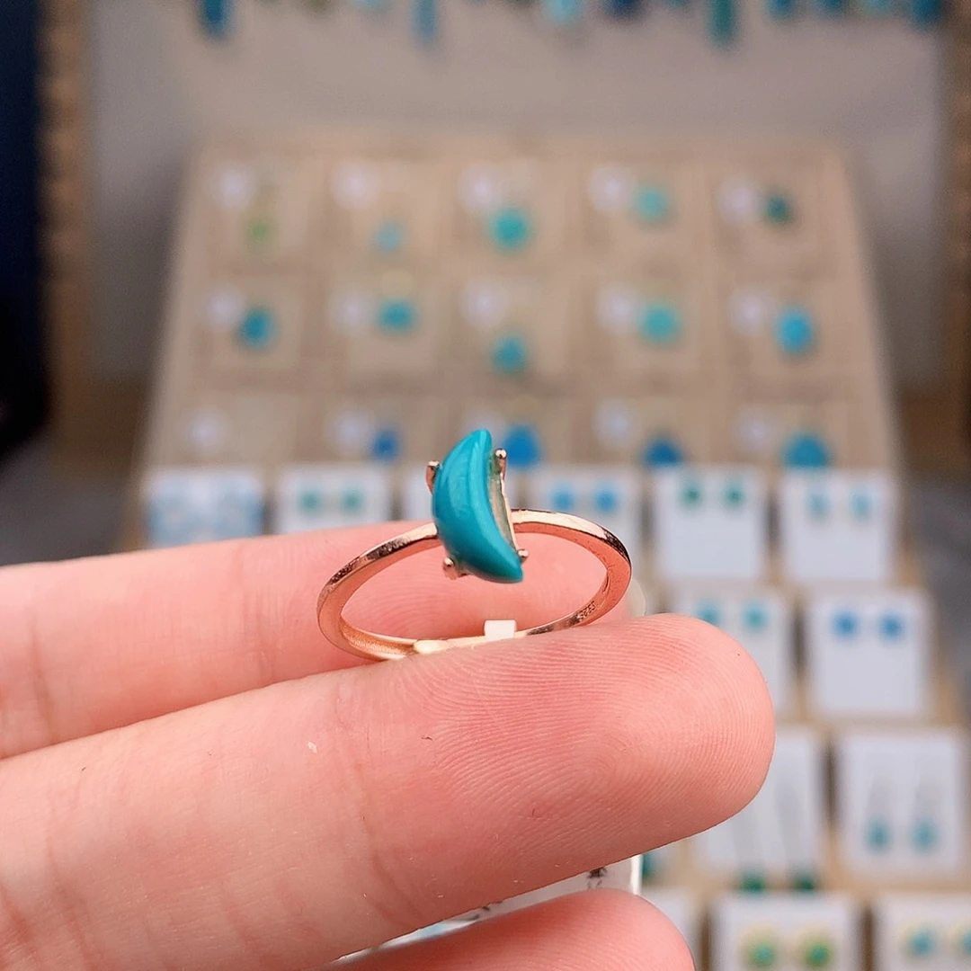 绿松石银S925镶嵌戒指