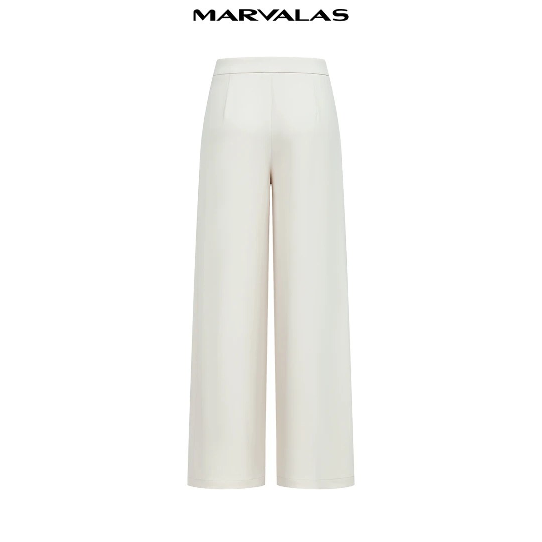 【商场同款】曼德诗高腰阔腿裤2024夏季新款纯色显瘦百搭休闲长裤
