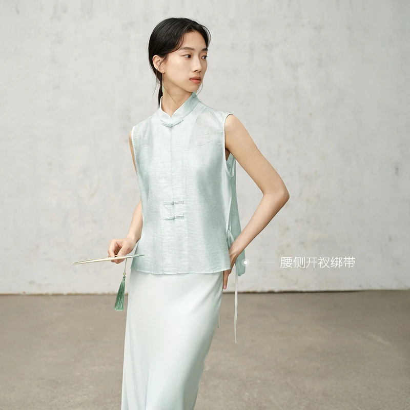 【万达品牌】亦谷新中式马甲上衣吊带连衣裙女裙装G5SAA435