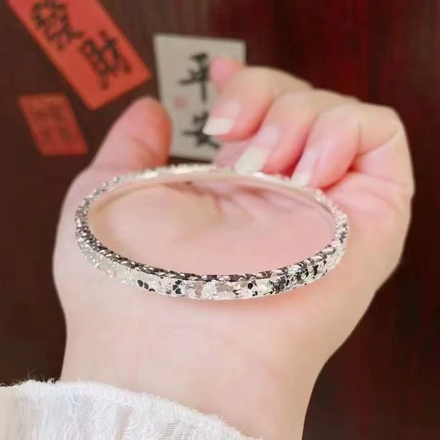 999.9三面碎冰冰爆闪经典闭口手镯