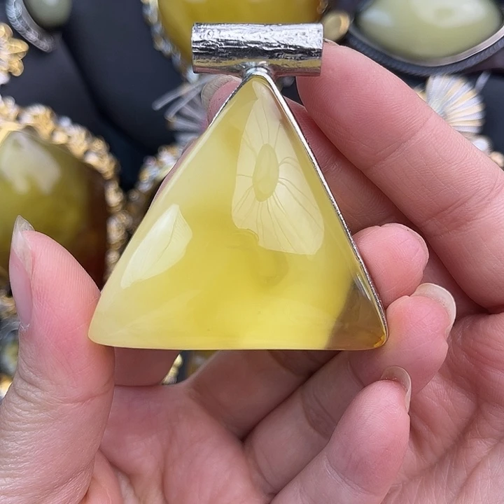 琥珀银S925镶嵌裸石