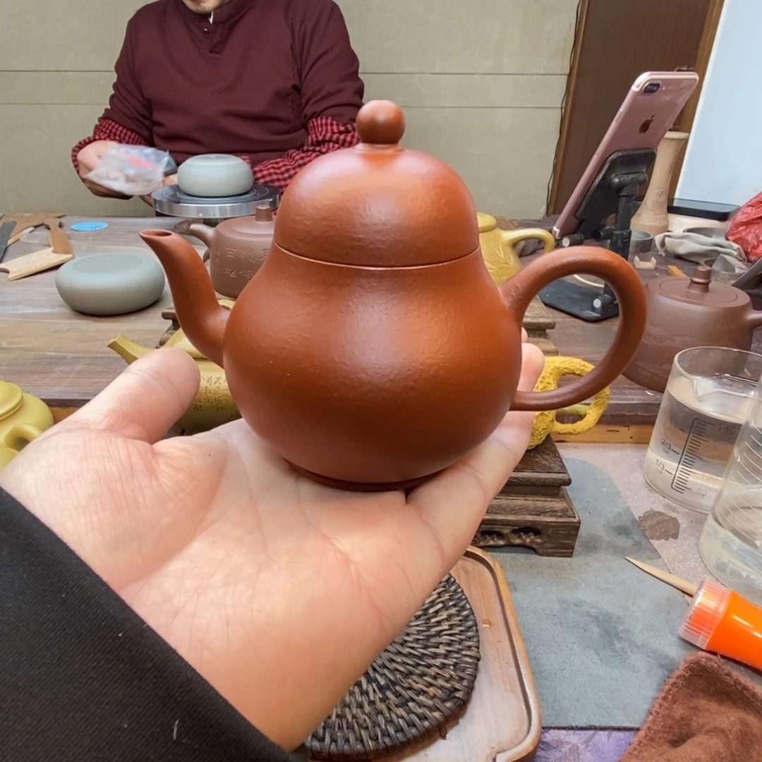 紫砂茶壶高梨壶（原矿老朱泥130cc）