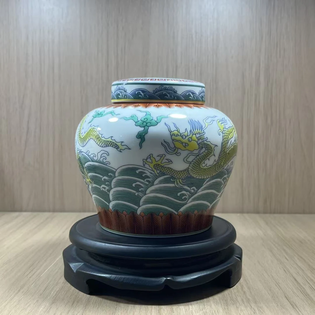 景德镇陶瓷手工手绘龙纹盖罐7
