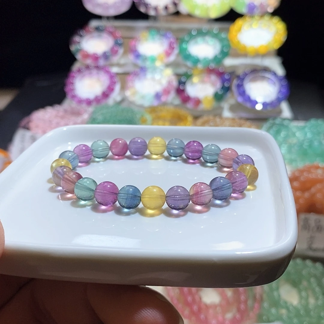 萤石未镶嵌手链糖果色8mm