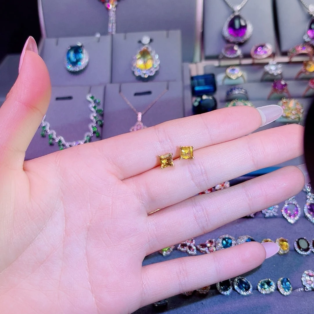 银S925镶嵌耳饰黄晶