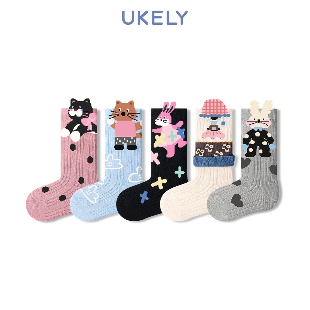 优可力儿童袜子女童中筒袜女宝宝棉袜2025新款秋季潮袜女孩小腿袜