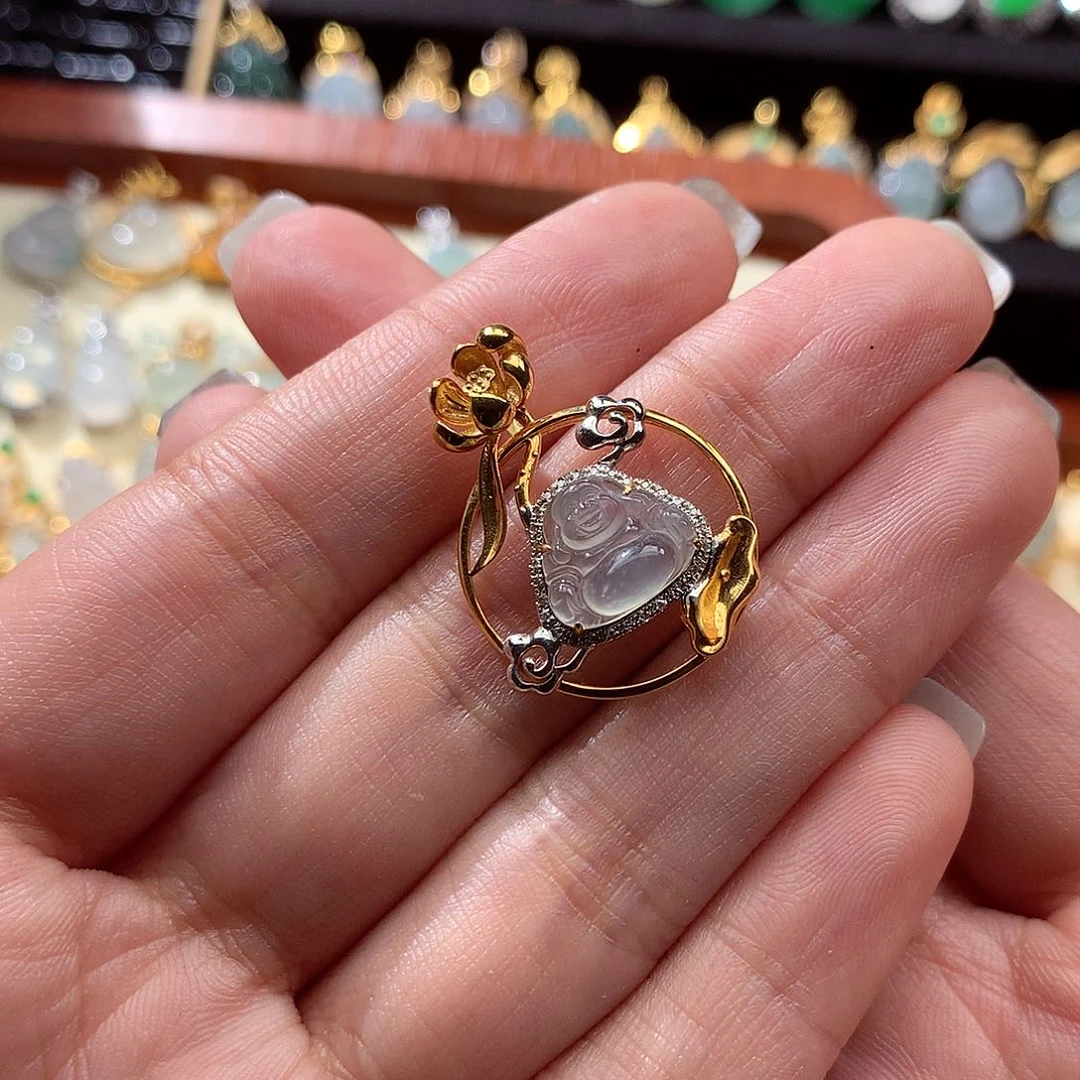 翡翠颈饰18K金镶嵌用****5翡翠