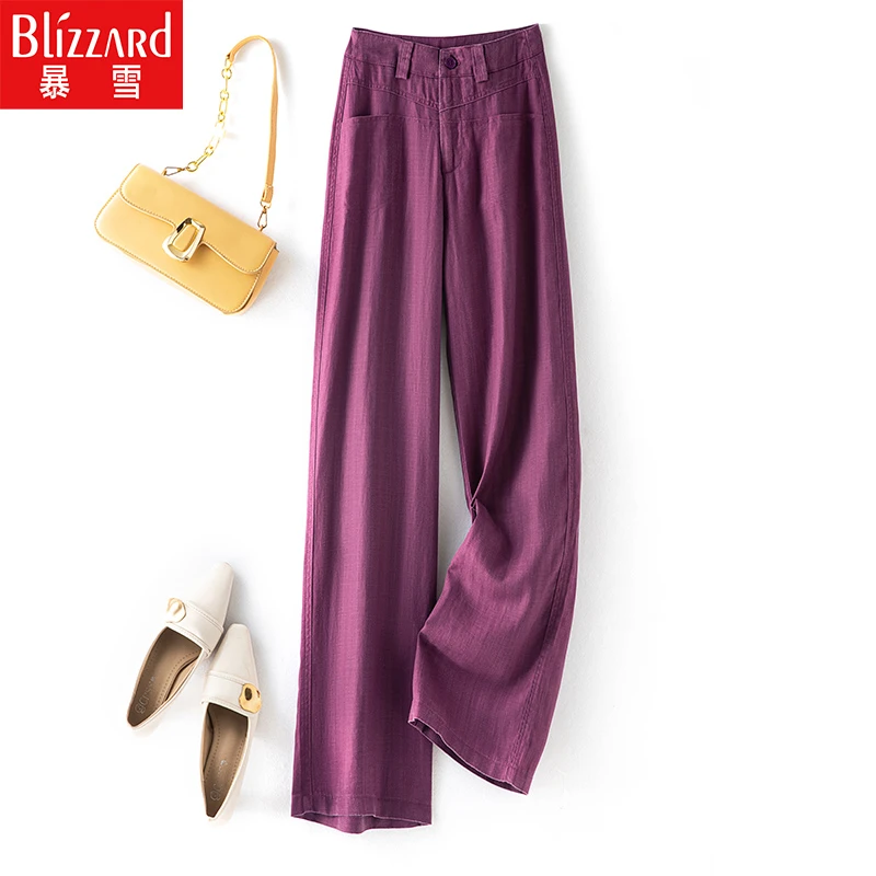 【紫罗兰】高端天丝亚麻阔腿裤夏季薄款休闲女裤子2025新款直筒裤女