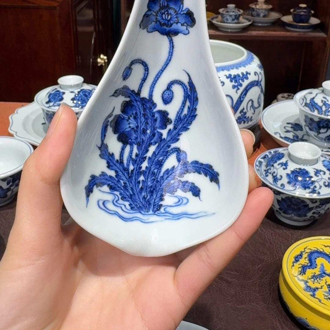 青花雯华堂手绘茶则