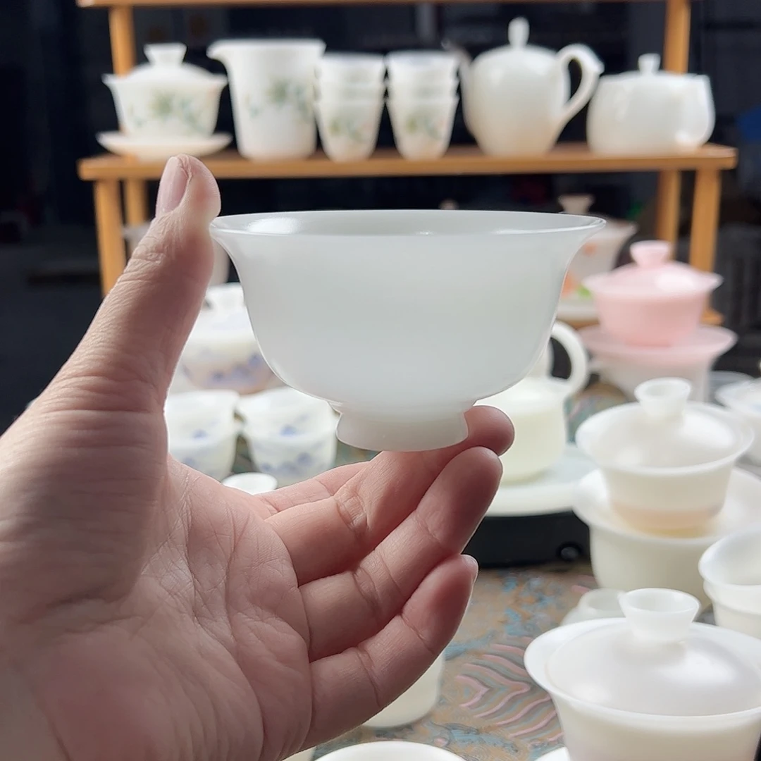 素烧璞玉薄胎仿古永乐压手杯130ml