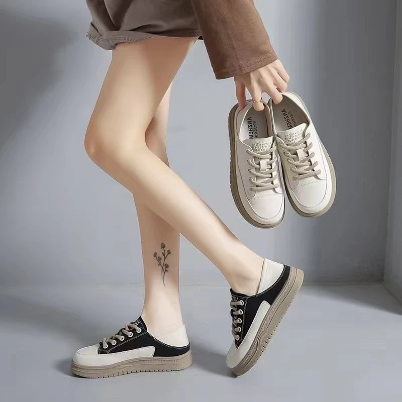 厚底板鞋女2025新款春季复古做旧软底德训鞋子百搭轻便运动休闲鞋